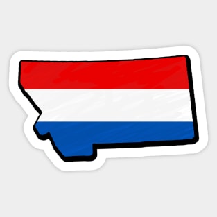 Red, White, and Blue Montana Outline Sticker